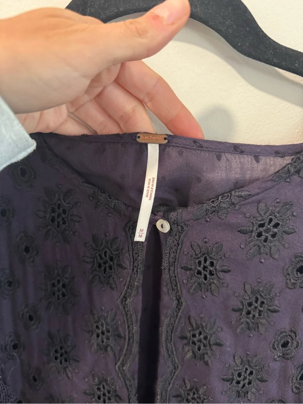 Free People Navy Embroidered Peasant Tunic
